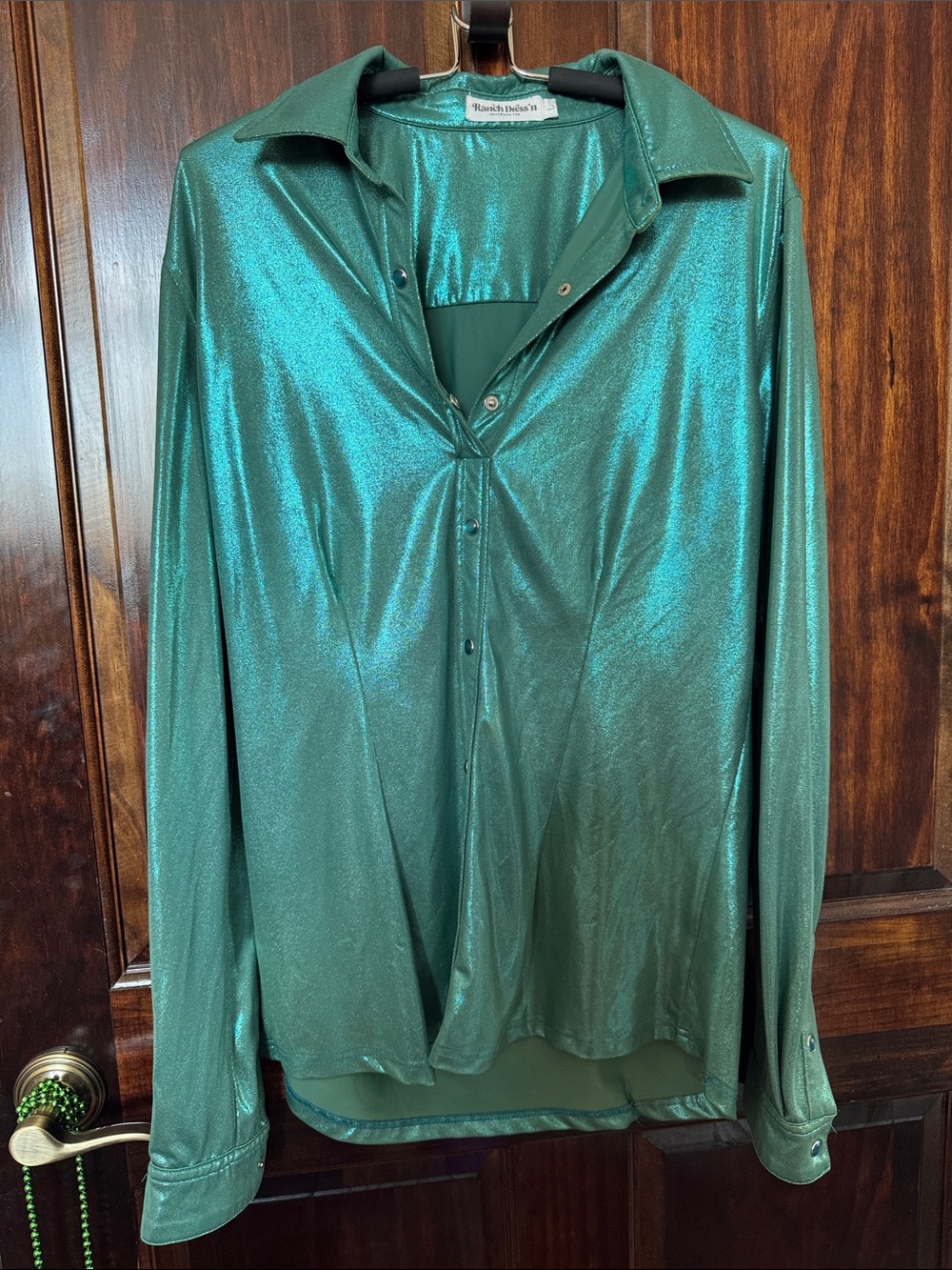 Ranch Dressn Performance Rodeo Shirt Marine Sparkle Large